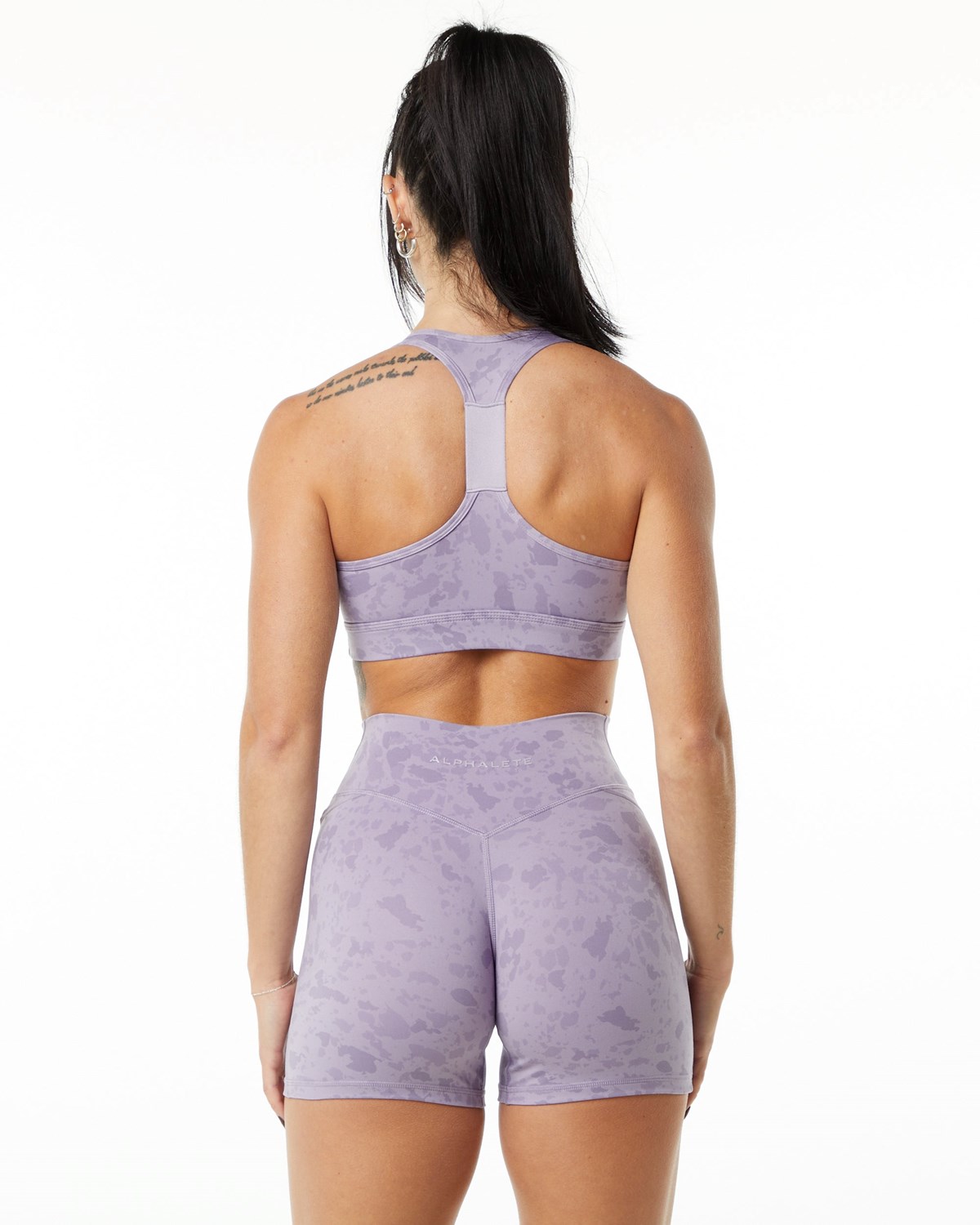 Pebble Print Misty Lilac Alphalete Single Brushed Bra | PABHCY983