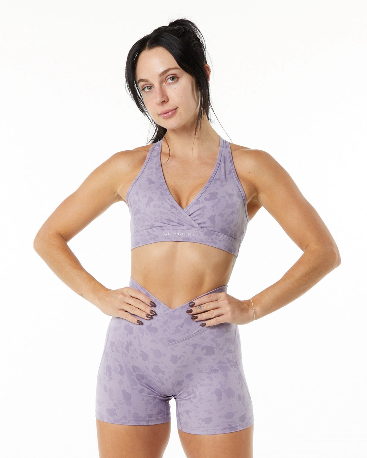 Pebble Print Misty Lilac Alphalete Single Brushed Bra | PABHCY983