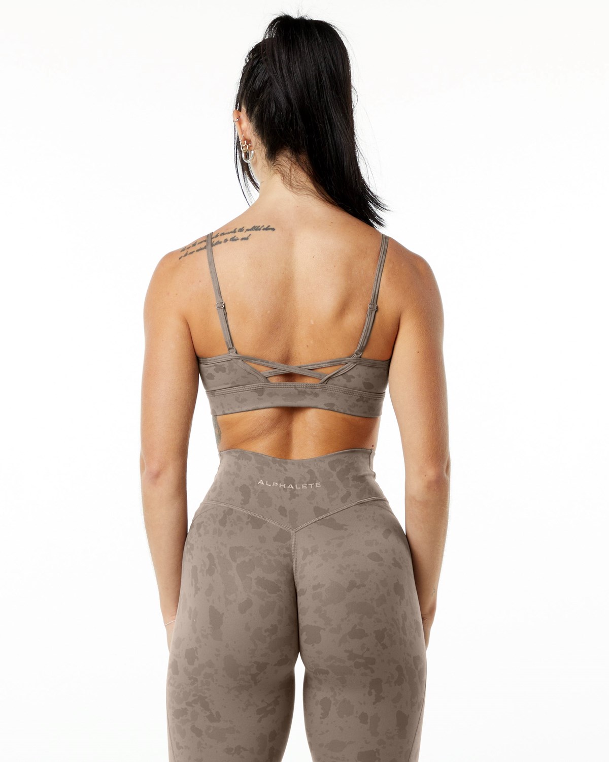 Pebble Print Mocha Alphalete Single Brushed Bra | DZYULB605