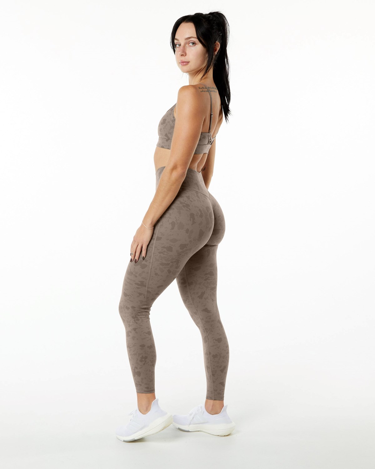 Pebble Print Mocha Alphalete Single Brushed Cross-Wrapped Legging | RMAXLS438