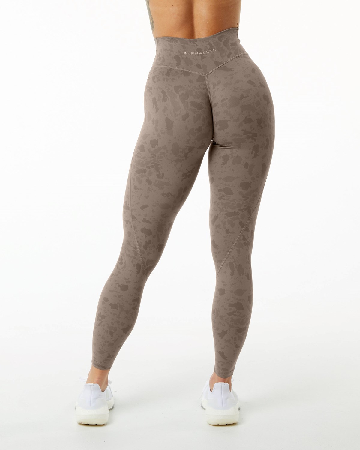 Pebble Print Mocha Alphalete Single Brushed Cross-Wrapped Legging | RMAXLS438