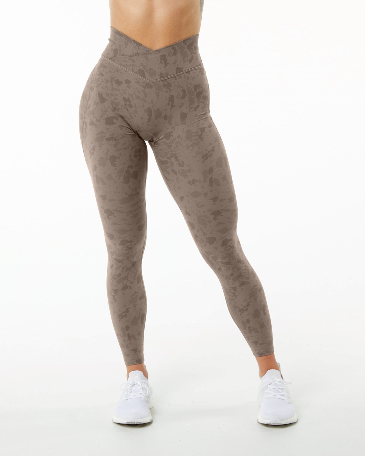 Pebble Print Mocha Alphalete Single Brushed Cross-Wrapped Legging | RMAXLS438