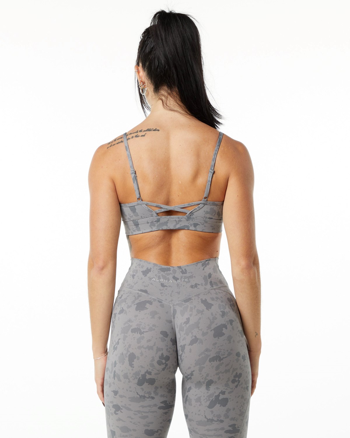 Pebble Print Stone Grey Alphalete Single Brushed Bra | CGXLIQ248