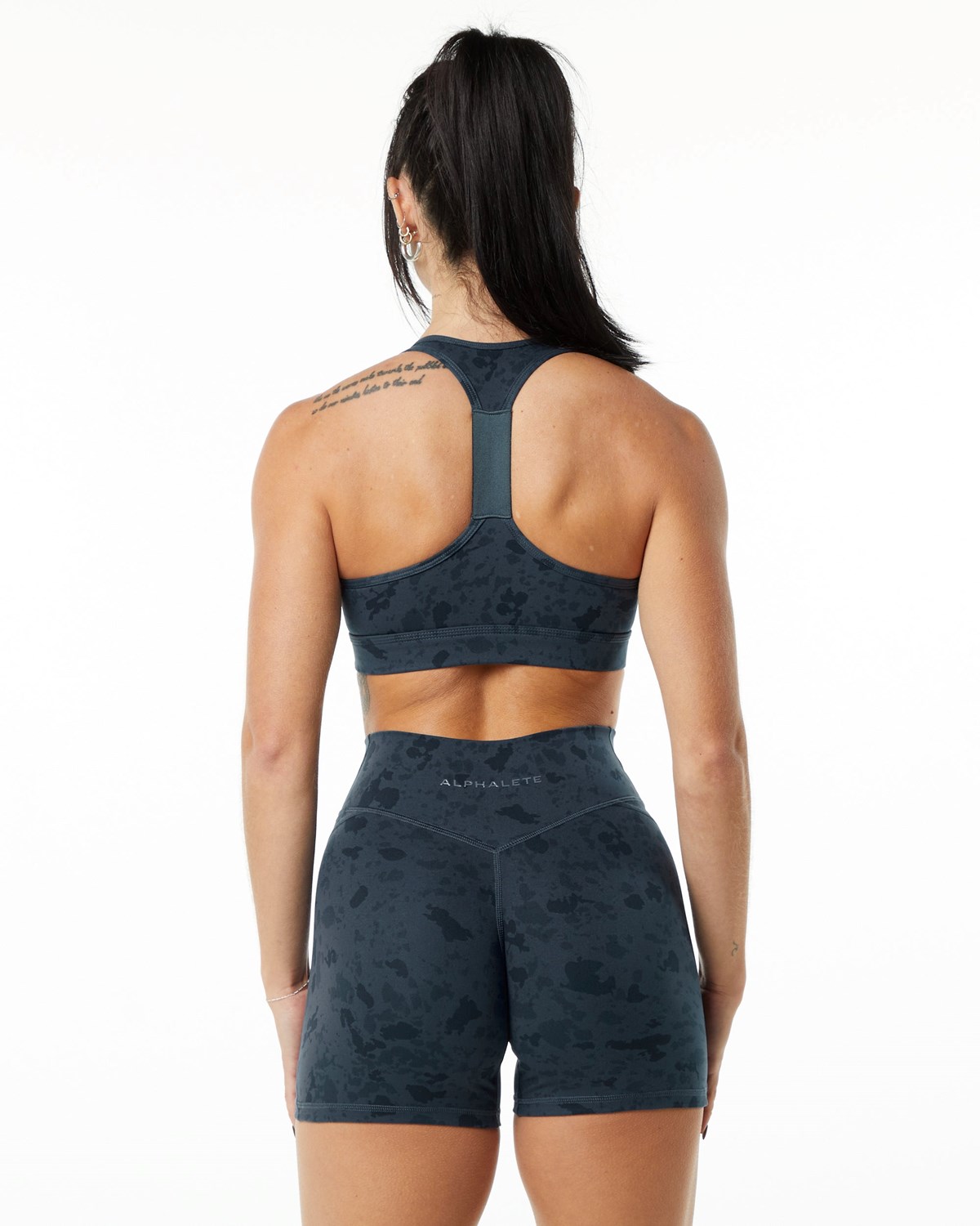 Pebble Print Whale Blue Alphalete Single Brushed Bra | ASGJOR782