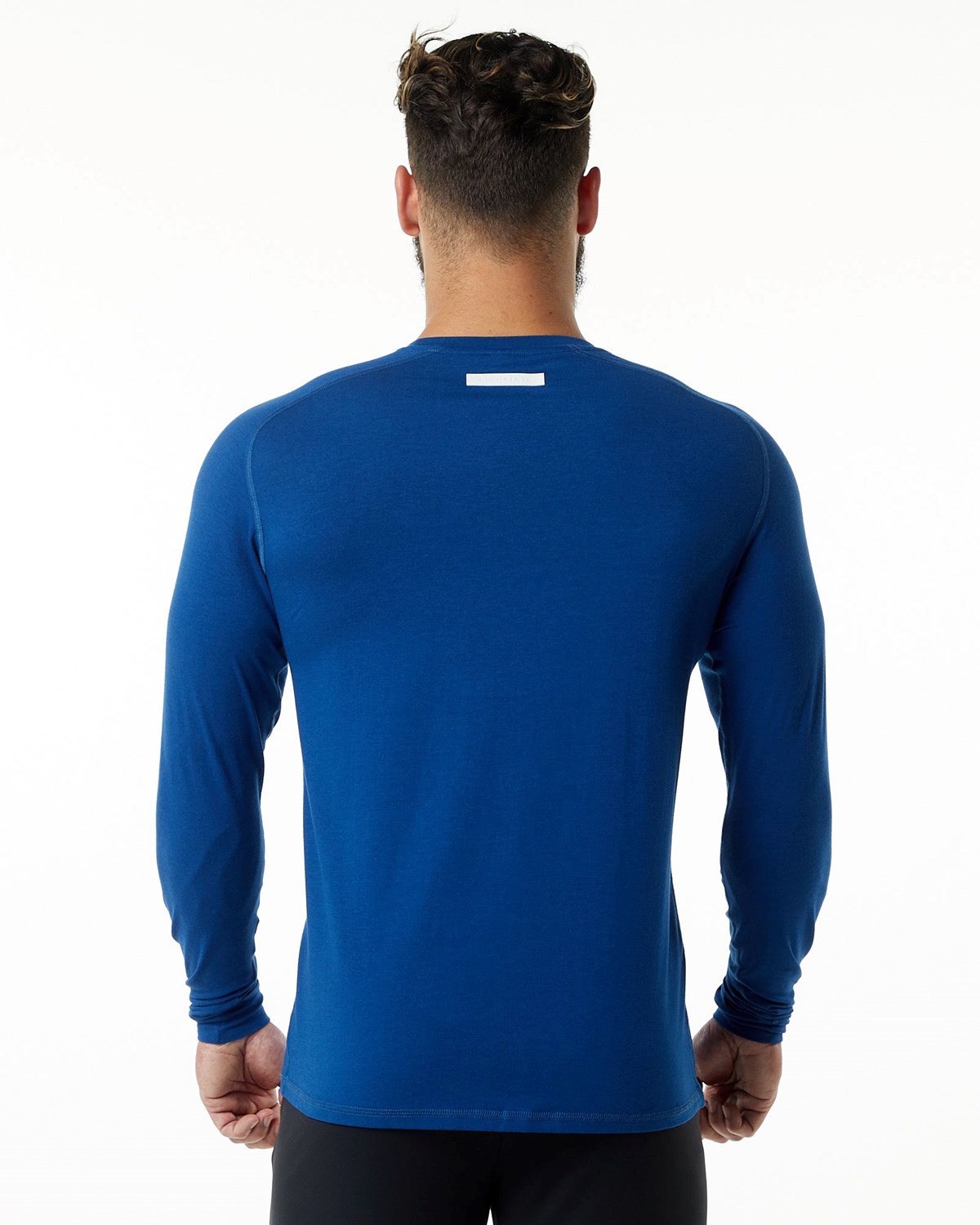 Persian Blue Alphalete Premium Epaulette Long Sleeve Tee | GIJHSF617