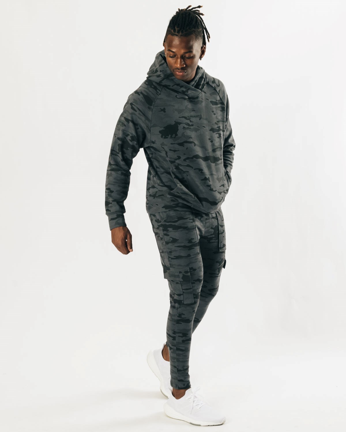 Phantom Camo Alphalete Relaxed Single-Brushed Pullover Hoodie | YHEUGO083