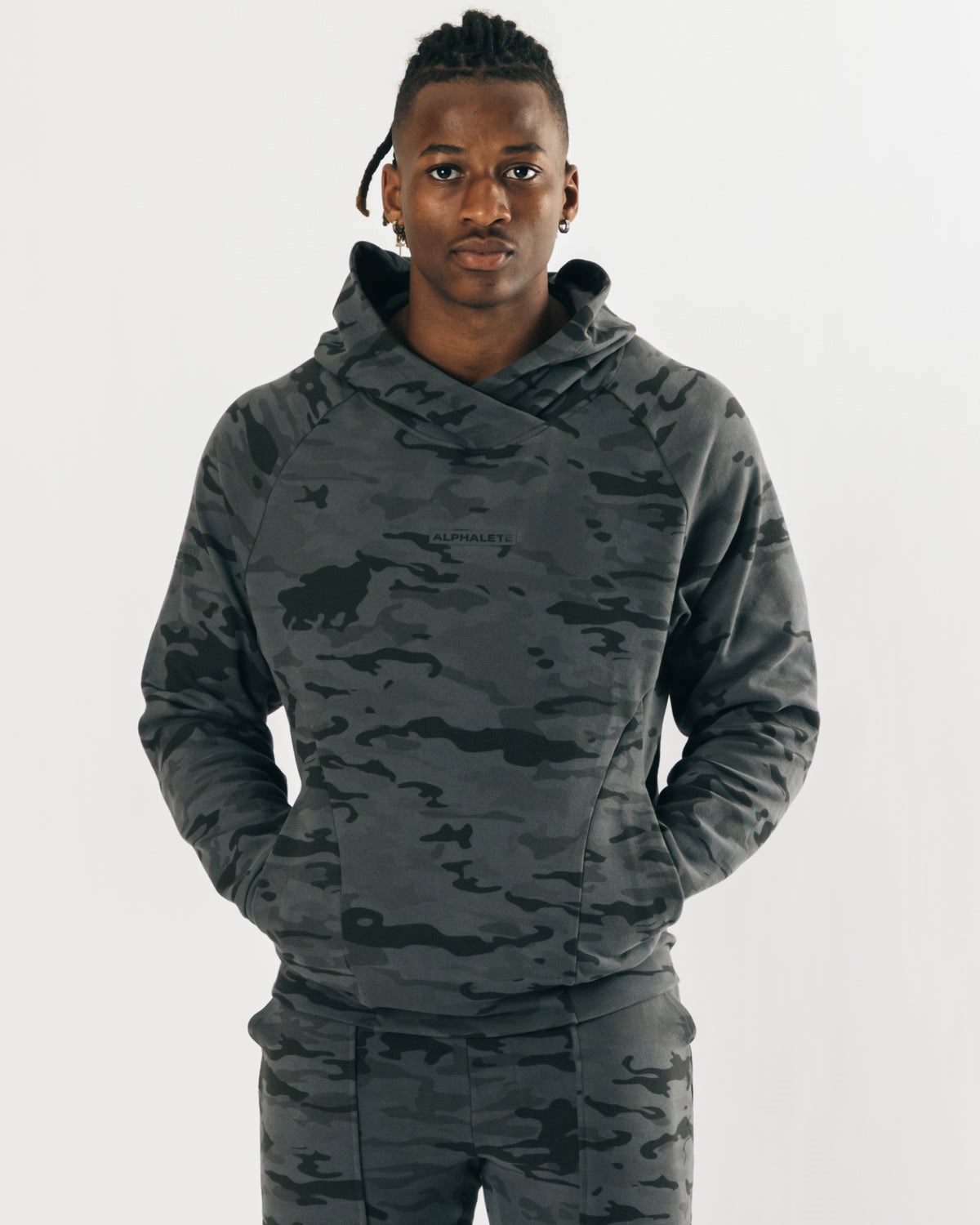 Phantom Camo Alphalete Relaxed Single-Brushed Pullover Hoodie | YHEUGO083