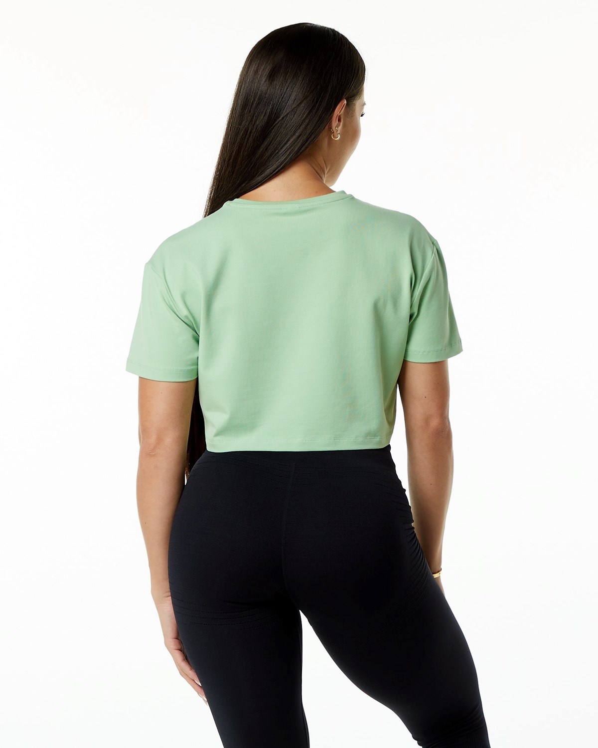 Pistachio Alphalete Fitted Performance Short Sleeve Crop | JEPOQF526