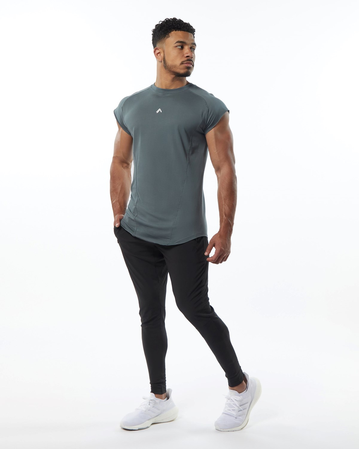 Porcelain Grey Alphalete High Performance Sleeveless Tee | OIBQHY813