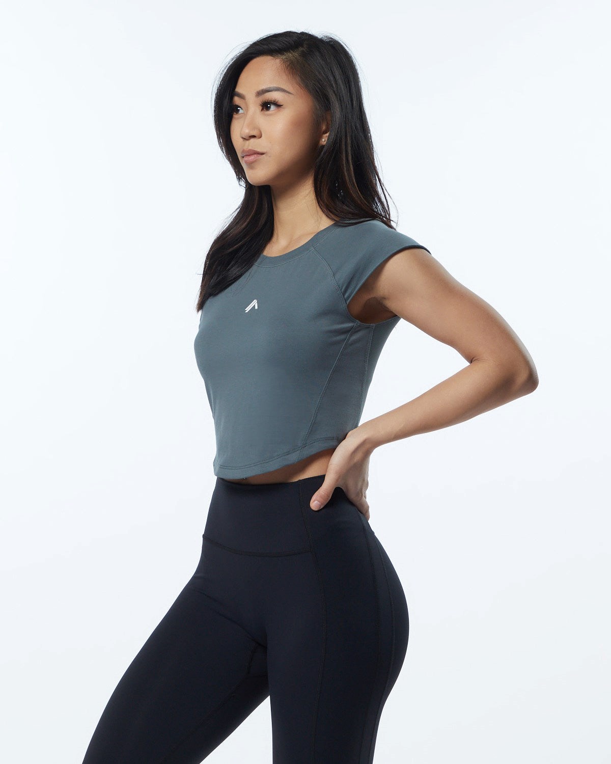 Porcelain Grey Alphalete High Performance Short Sleeve Crop Tee | QBVWZE025