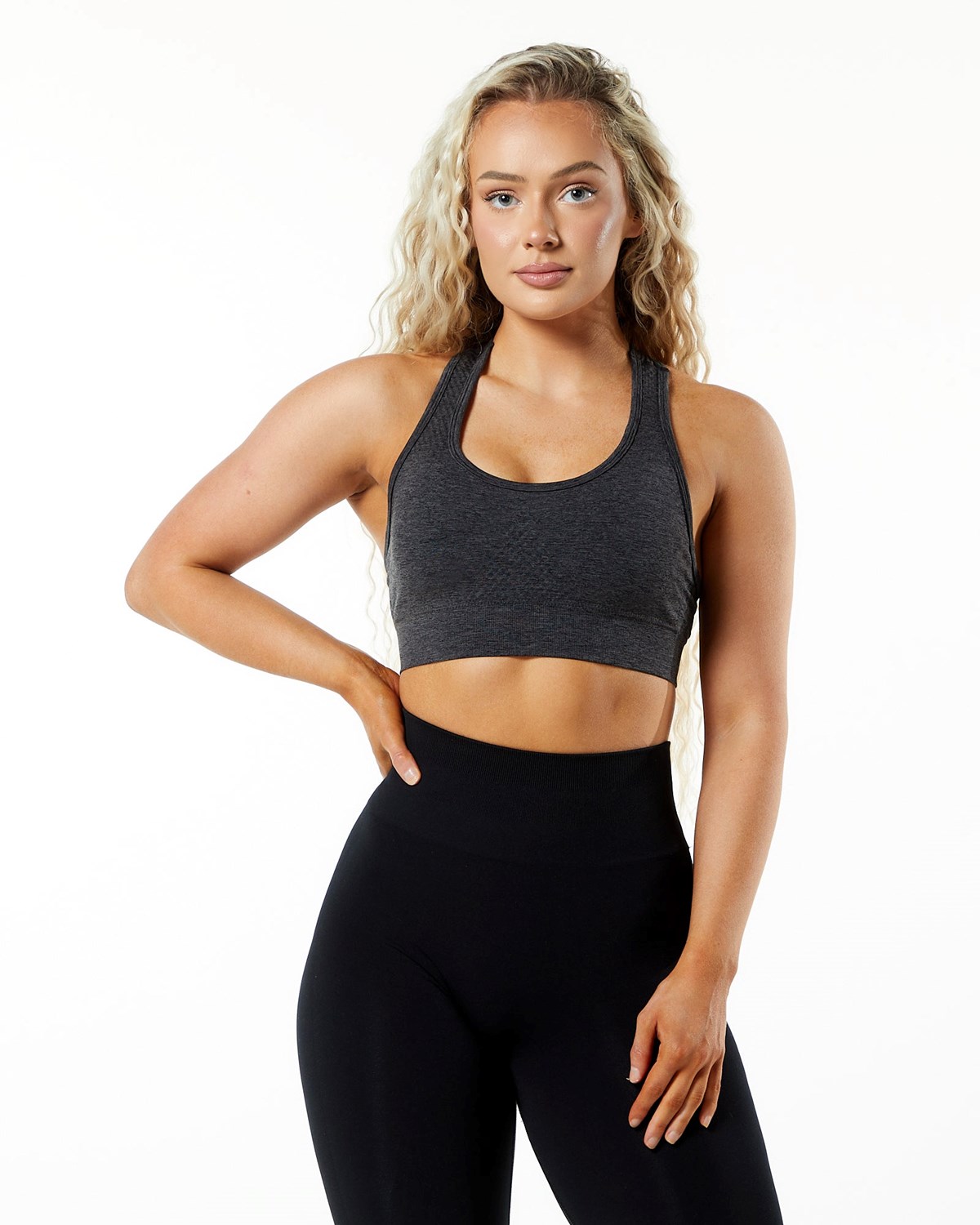 Powder Grey Alphalete High-Impact Seamless Sports Bra | VMXYIG380