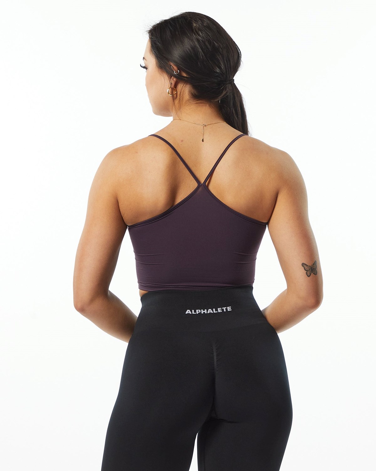 Purple Alphalete Camisole Y-Back Crop Tank | QUBAVO081