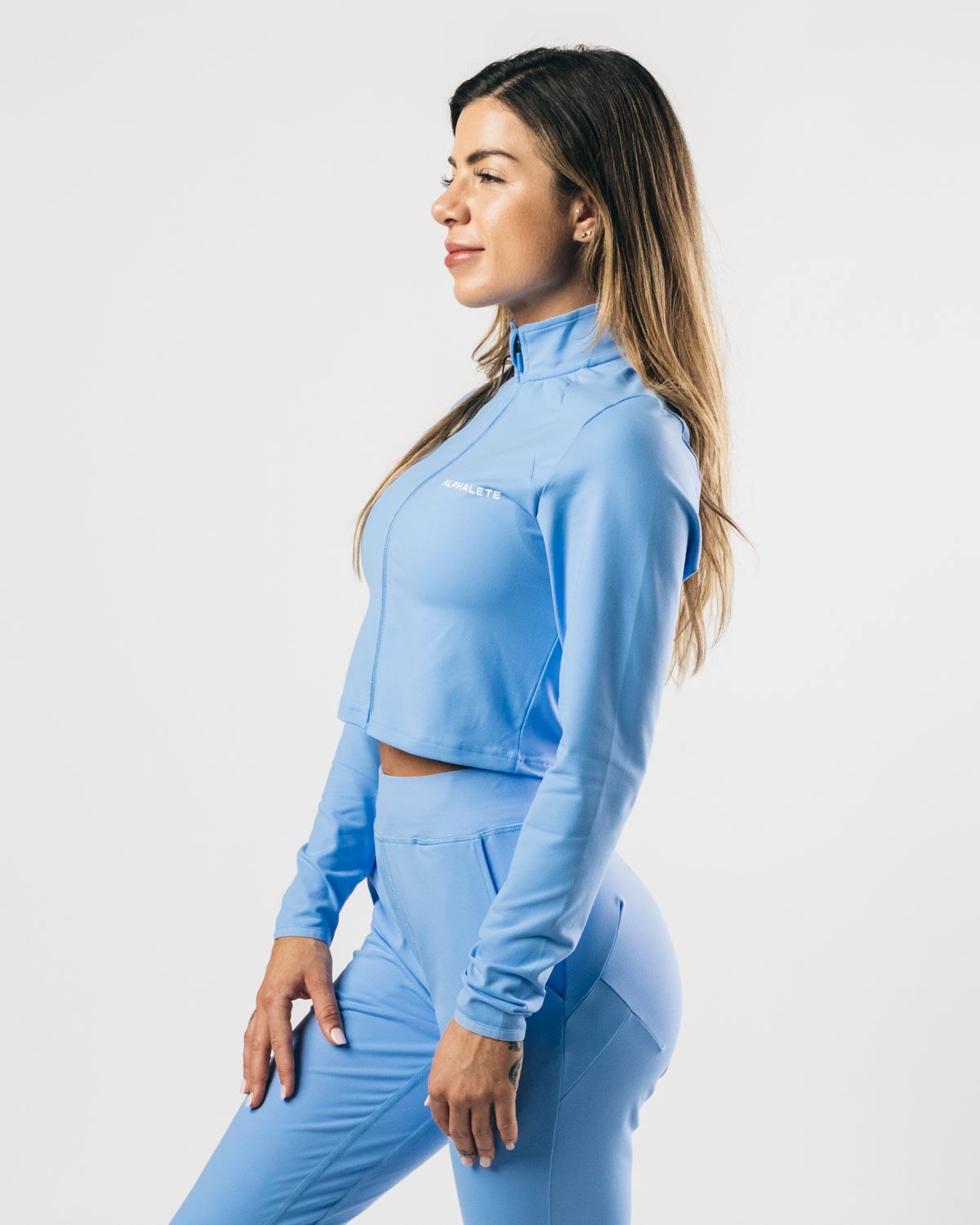 Rivera Blue Alphalete 4-Way Stretch Track Jacket | JRWXPY795