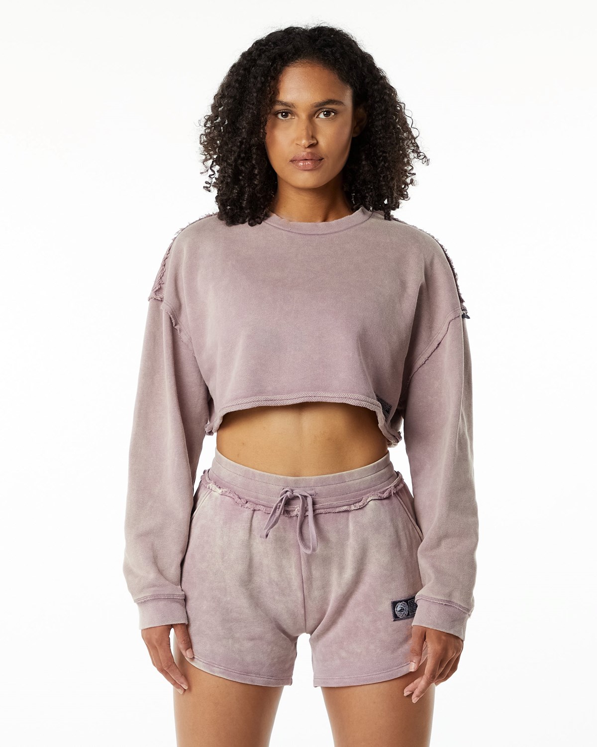 Rose Quartz Alphalete Heavyweight Washed Terry Crop Pullover | GFSTKO235