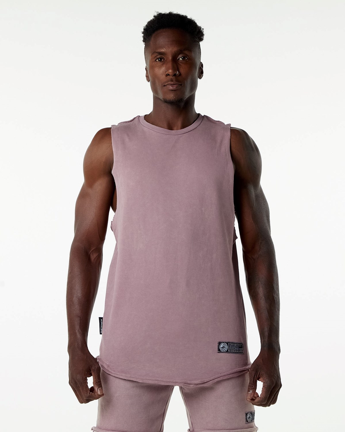 Rose Quartz Alphalete Mid-Weight Washed Terry Cutoff | WGCNKX298