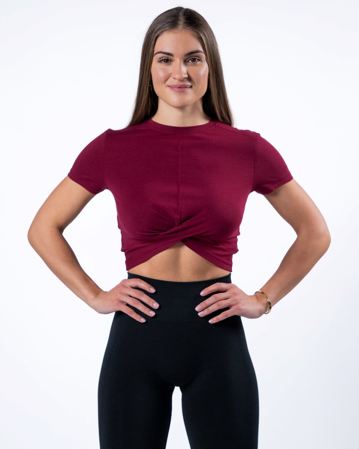 Ruby Red Alphalete Cropped Premium Short Sleeve | SPQJHT560