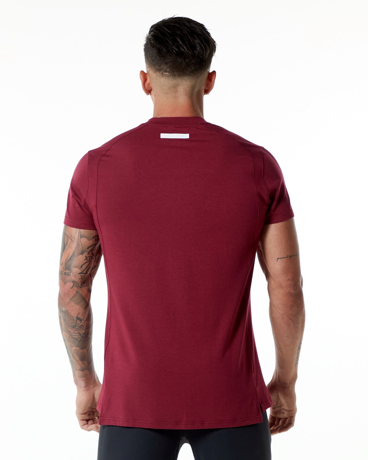 Ruby Red Alphalete High-Neck Premium Short Sleeve Tee | YXJRFN560