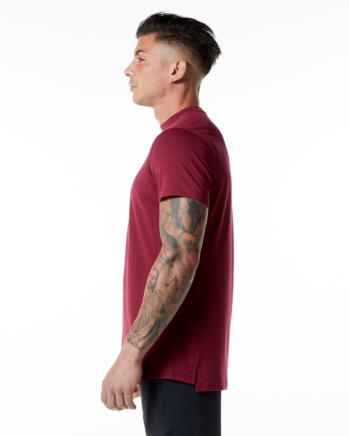 Ruby Red Alphalete High-Neck Premium Short Sleeve Tee | YXJRFN560