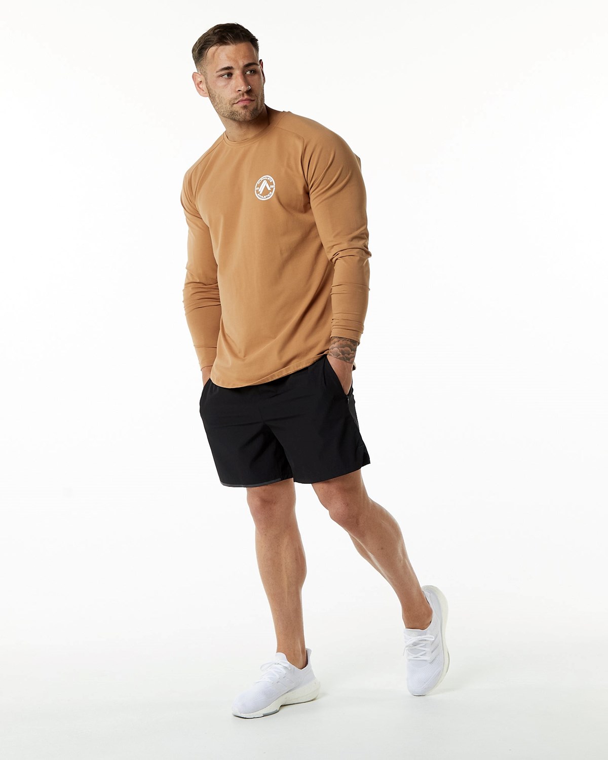 Rust Alphalete Fitted Performance Long Sleeve | WAFLOU708