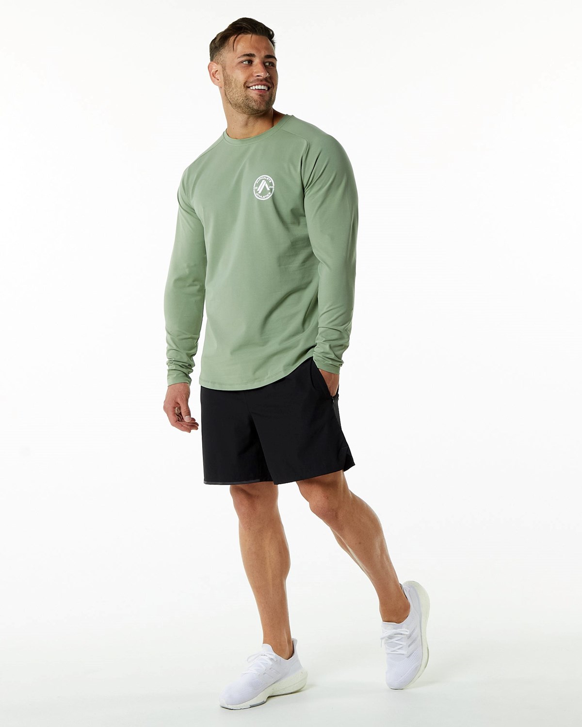 Sage Alphalete Fitted Performance Long Sleeve | QJAOEX879