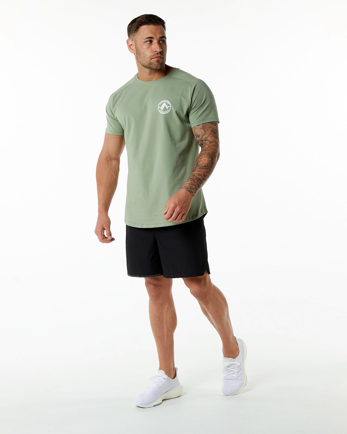 Sage Alphalete Fitted Performance Short Sleeve | THCAJY243