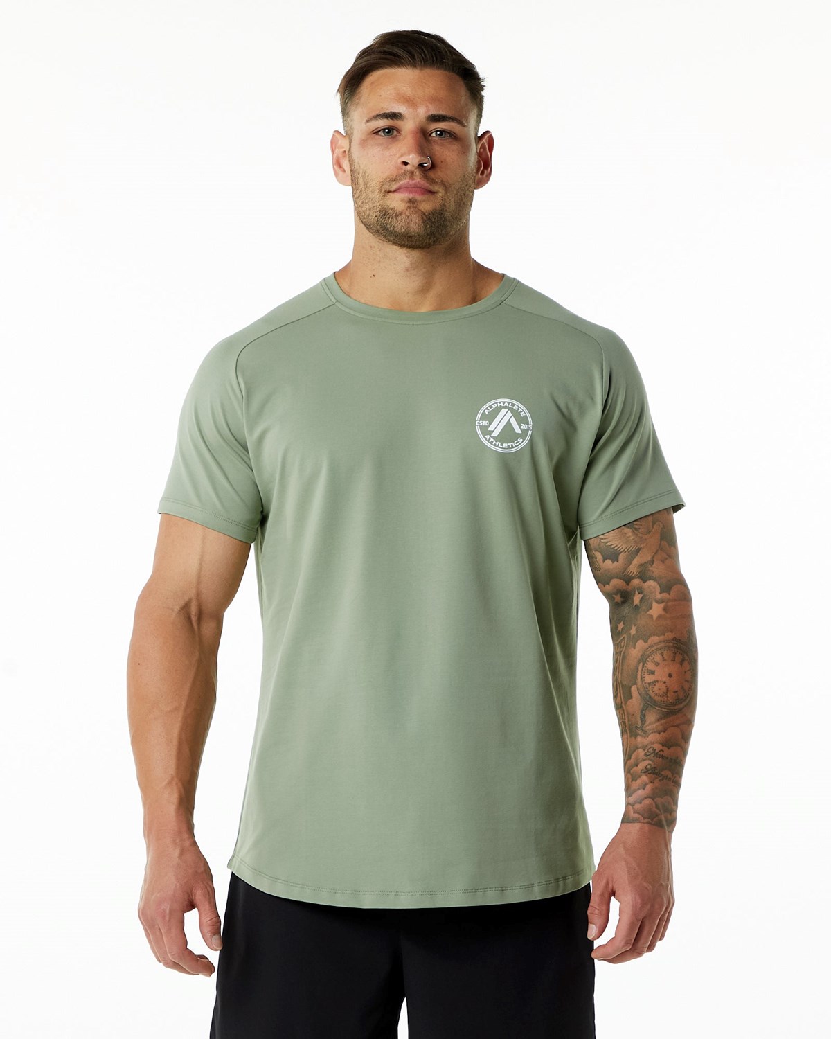 Sage Alphalete Fitted Performance Short Sleeve | THCAJY243