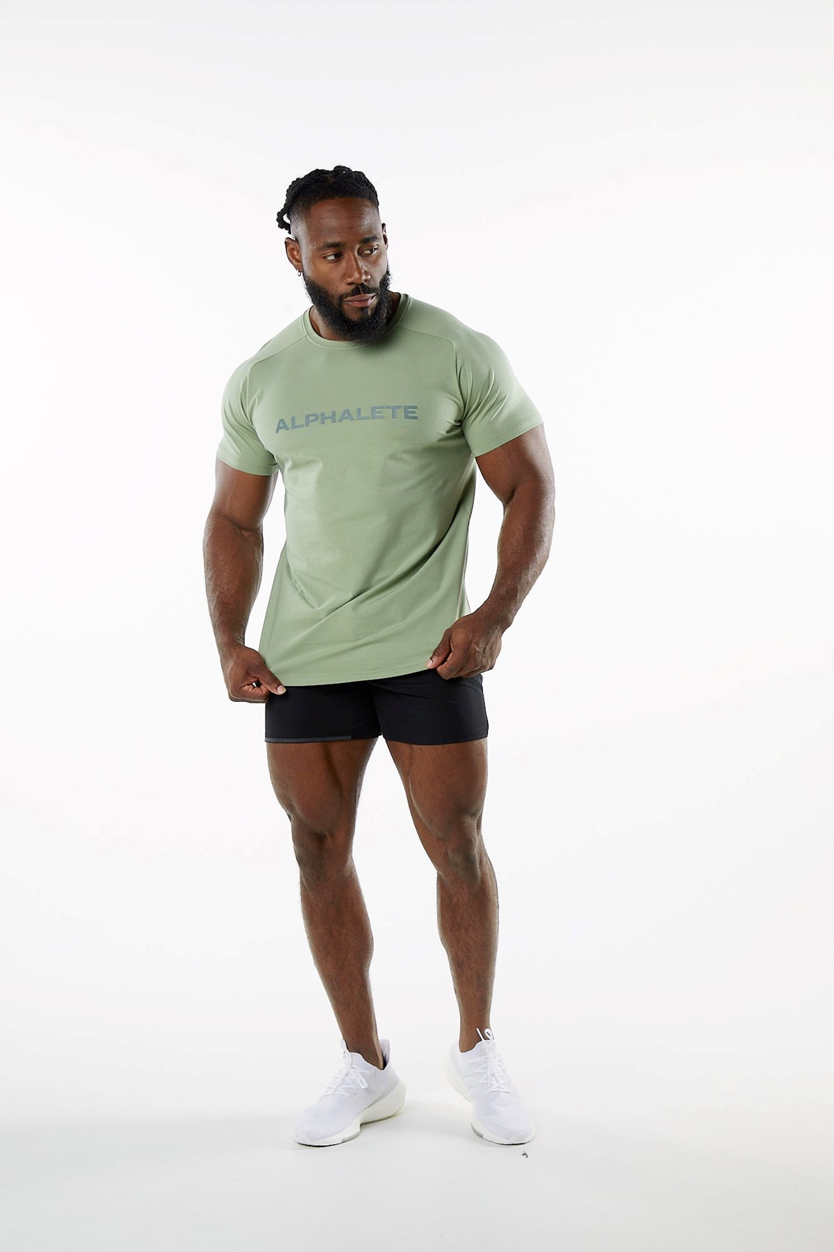 Sage Alphalete Fitted Performance Short Sleeve | XNWVAZ269