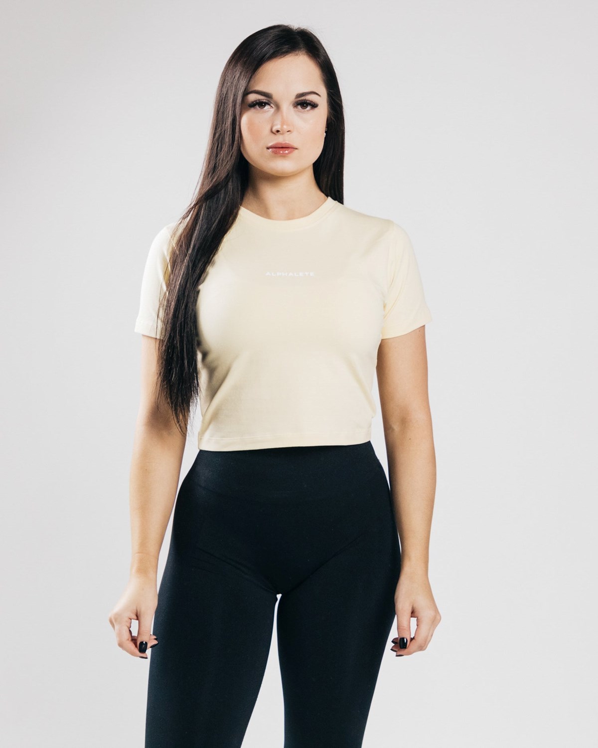 Sea Salt Alphalete Fitted Performance Crop | KFCXUH286