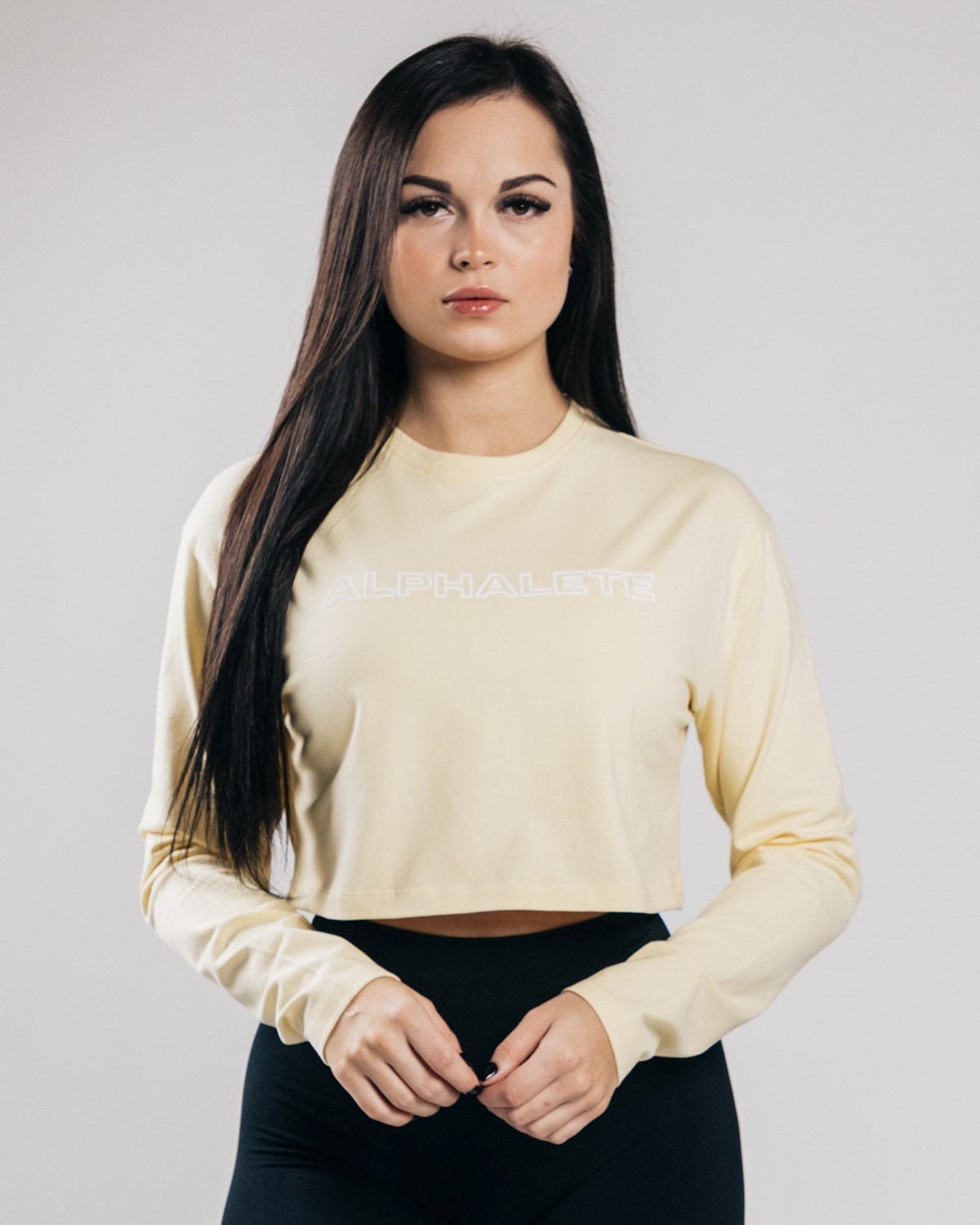 Sea Salt Alphalete Oversized Performance Long Sleeve Crop | DNORCA324