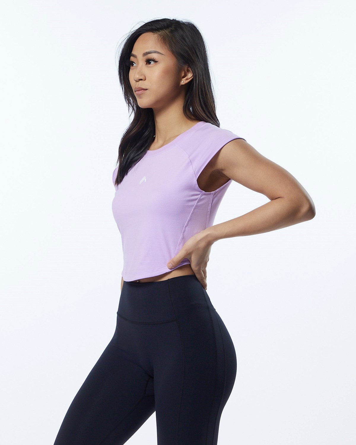 Static Lavender Alphalete High Performance Short Sleeve Crop Tee | HSREWC621