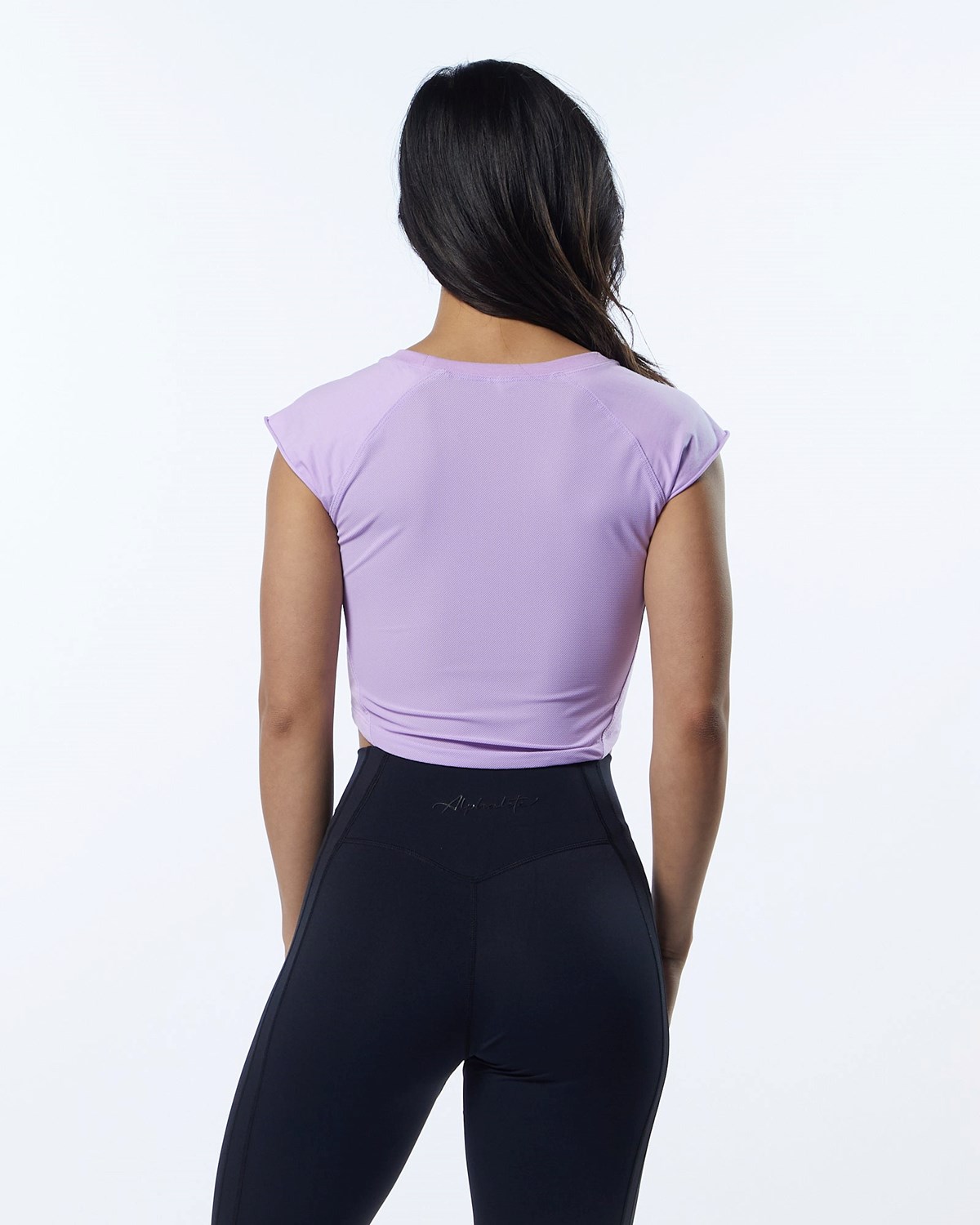 Static Lavender Alphalete High Performance Short Sleeve Crop Tee | HSREWC621