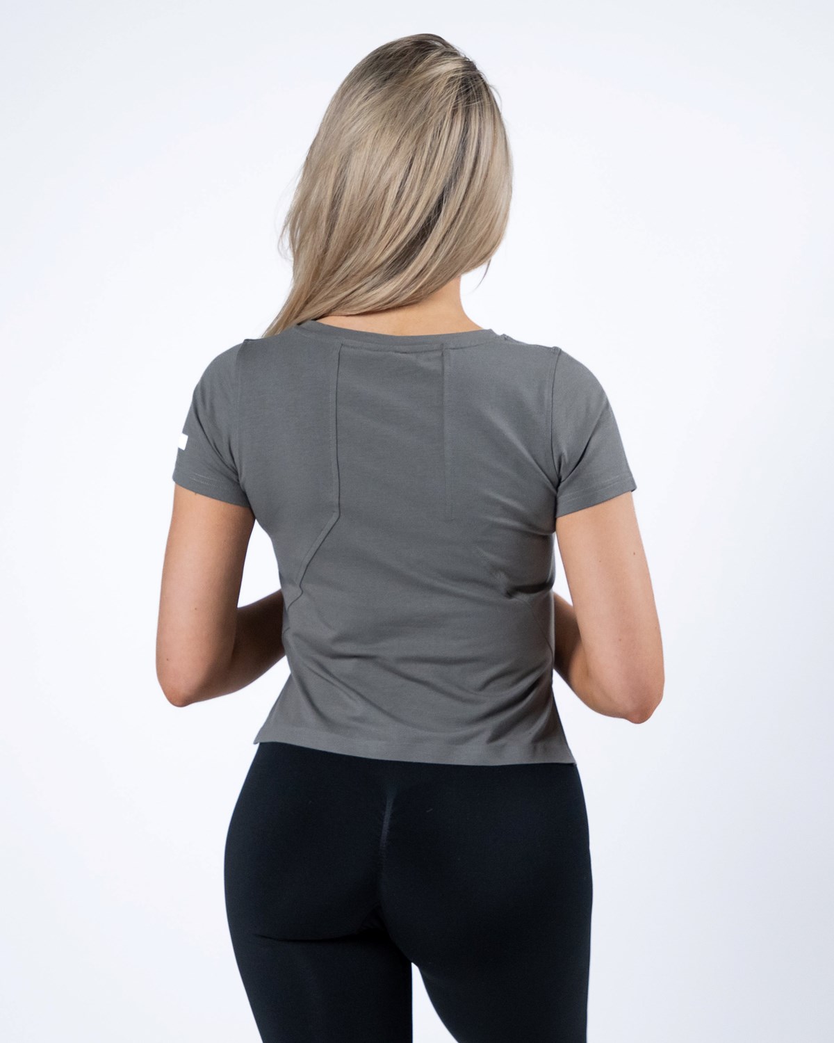 Stone Grey Alphalete Boatneck Cropped Premium Short Sleeve | LEAHQO319