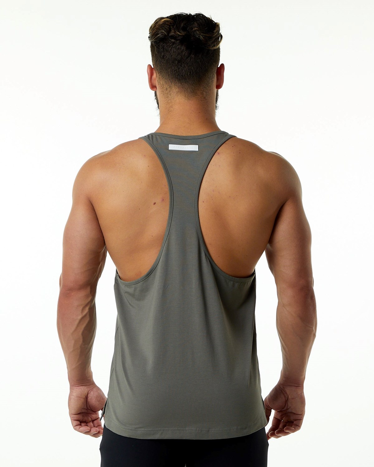 Stone Grey Alphalete Fitted Premium Stringer | JACTGF985