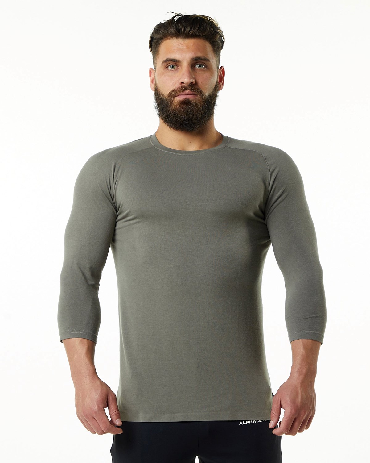 Stone Grey Alphalete Premium 3/4 Sleeve Tee | TLGFKS026