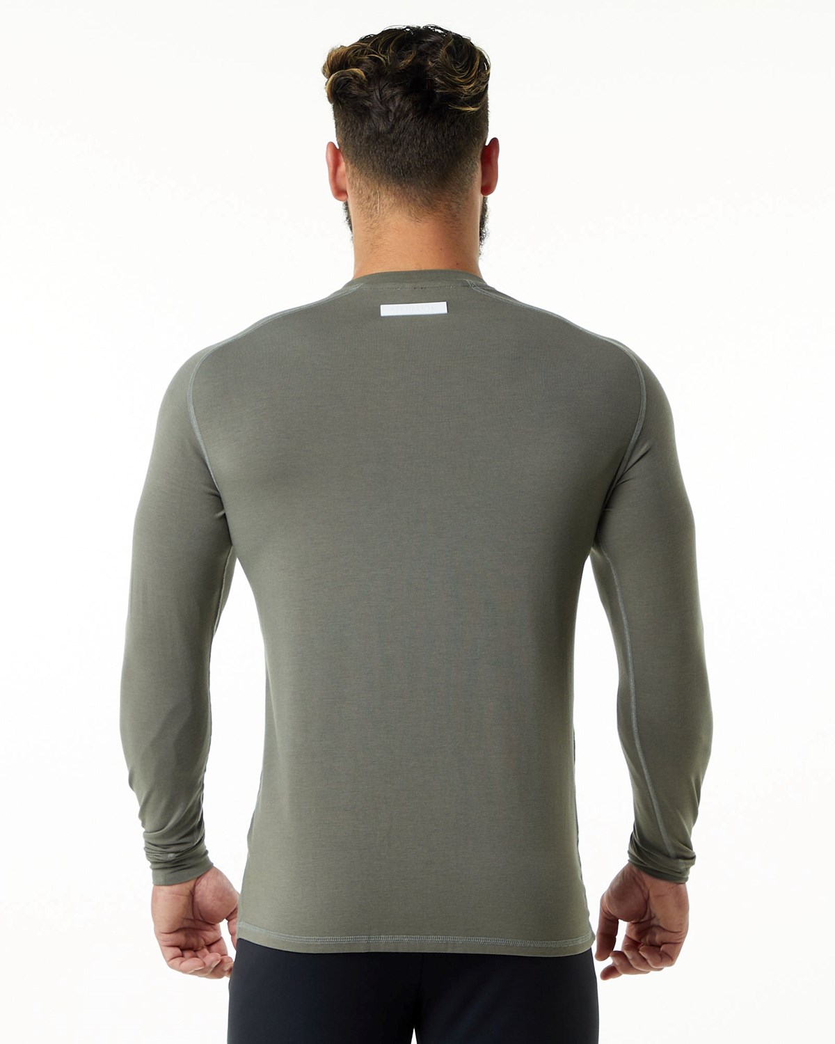 Stone Grey Alphalete Premium Epaulette Long Sleeve Tee | OENFQH374