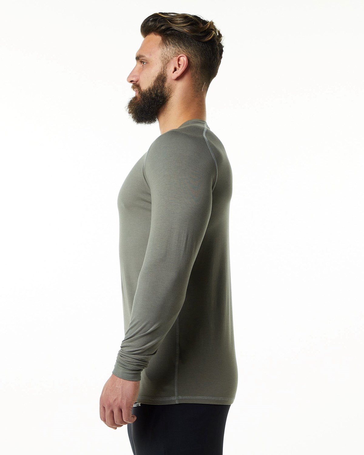 Stone Grey Alphalete Premium Epaulette Long Sleeve Tee | OENFQH374