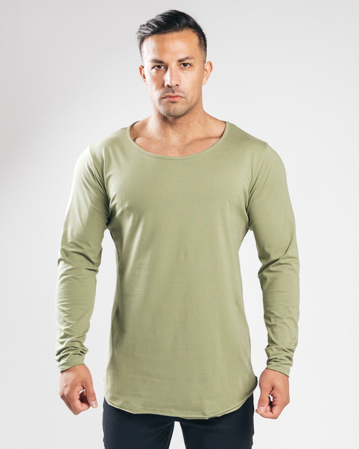 Tactical Green Alphalete Fitted Long Sleeve | CMVIFQ271