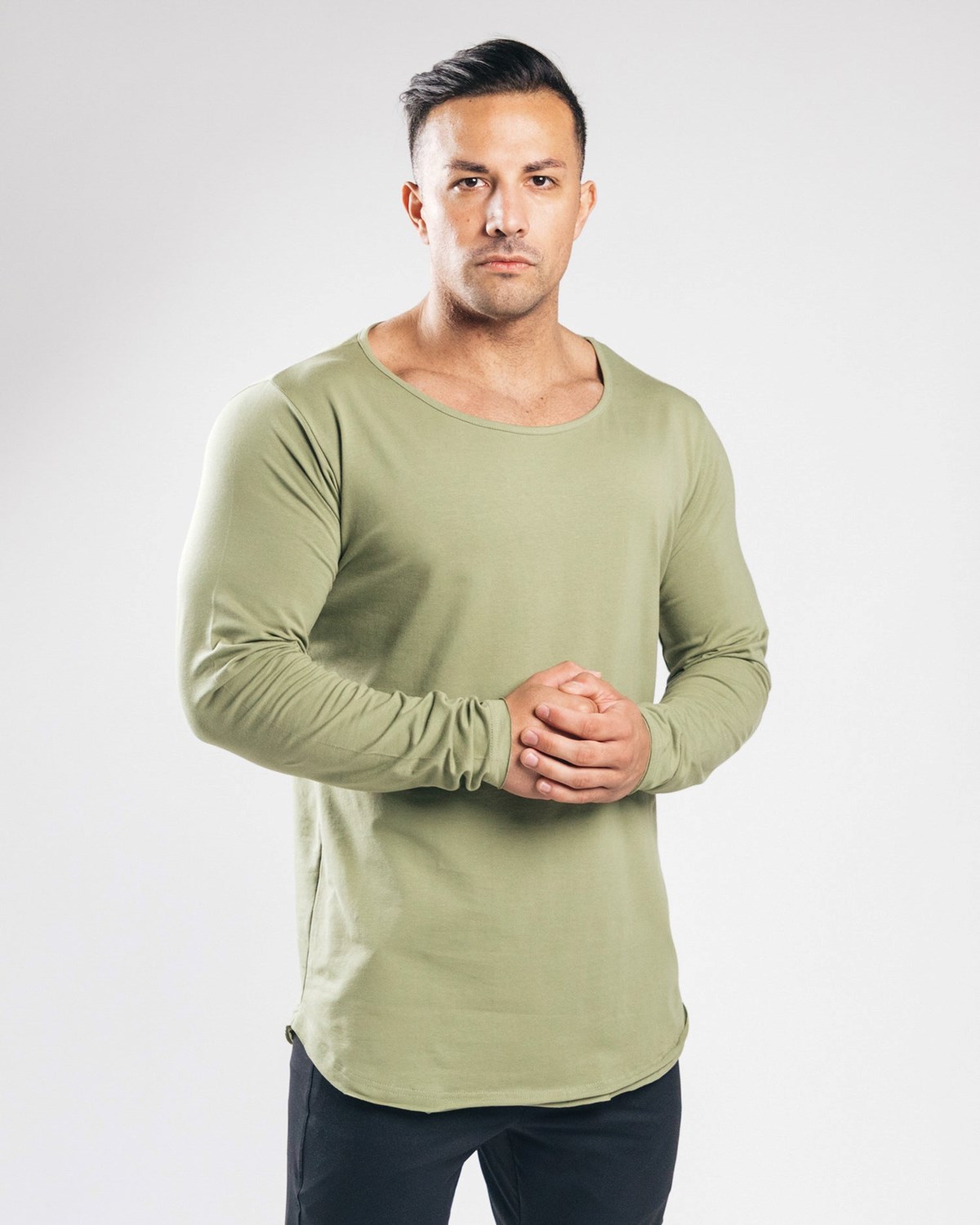 Tactical Green Alphalete Fitted Long Sleeve | CMVIFQ271