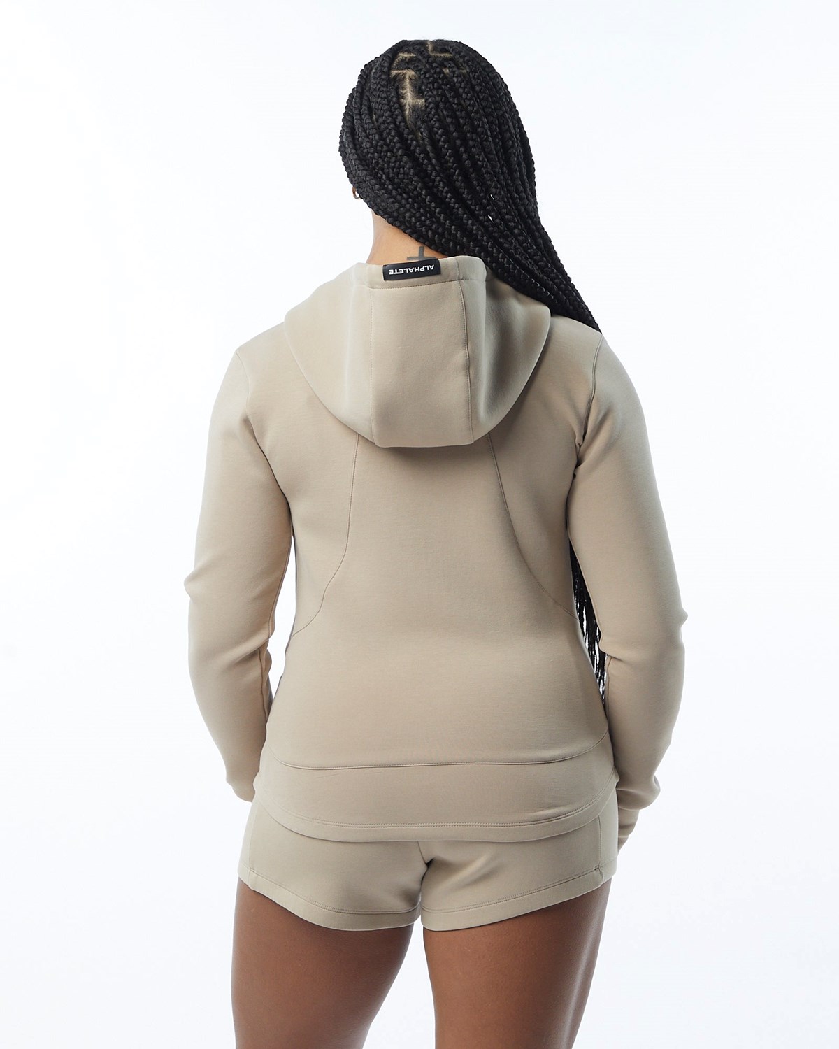 Tan Alphalete Interlock Knit Full-Zip Hoodie | DZXFJT362