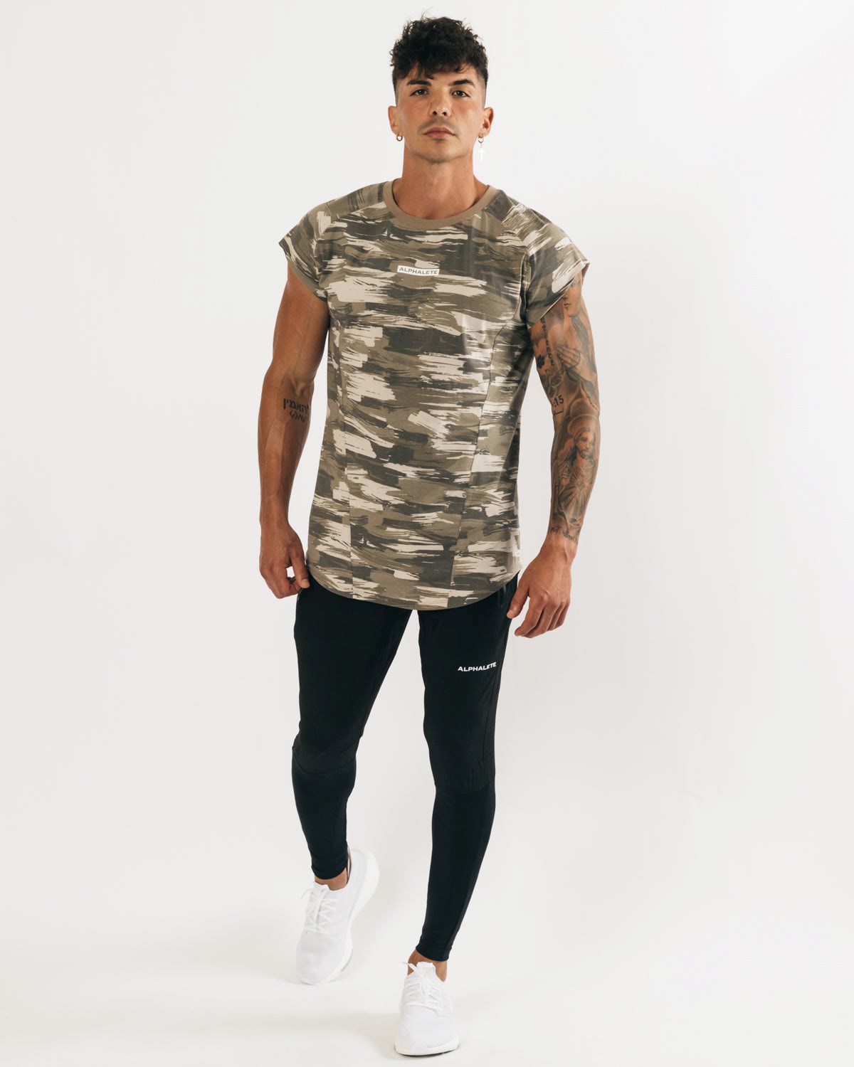 Tan Canvas Camo Alphalete High Performance Sleeveless Tee | KCMFNY390