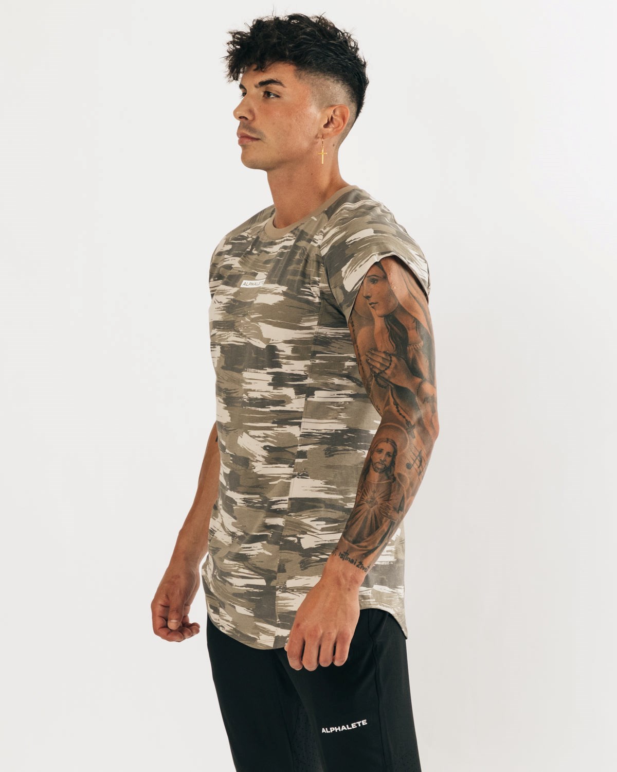 Tan Canvas Camo Alphalete High Performance Sleeveless Tee | KCMFNY390