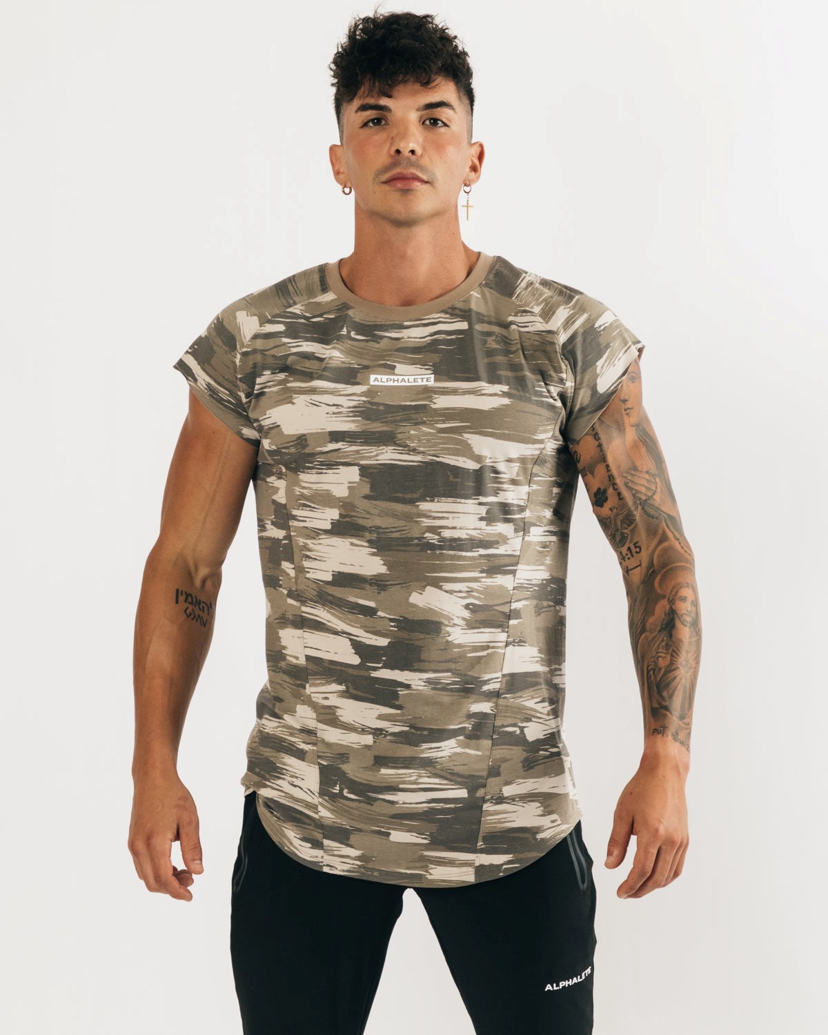 Tan Canvas Camo Alphalete High Performance Sleeveless Tee | KCMFNY390