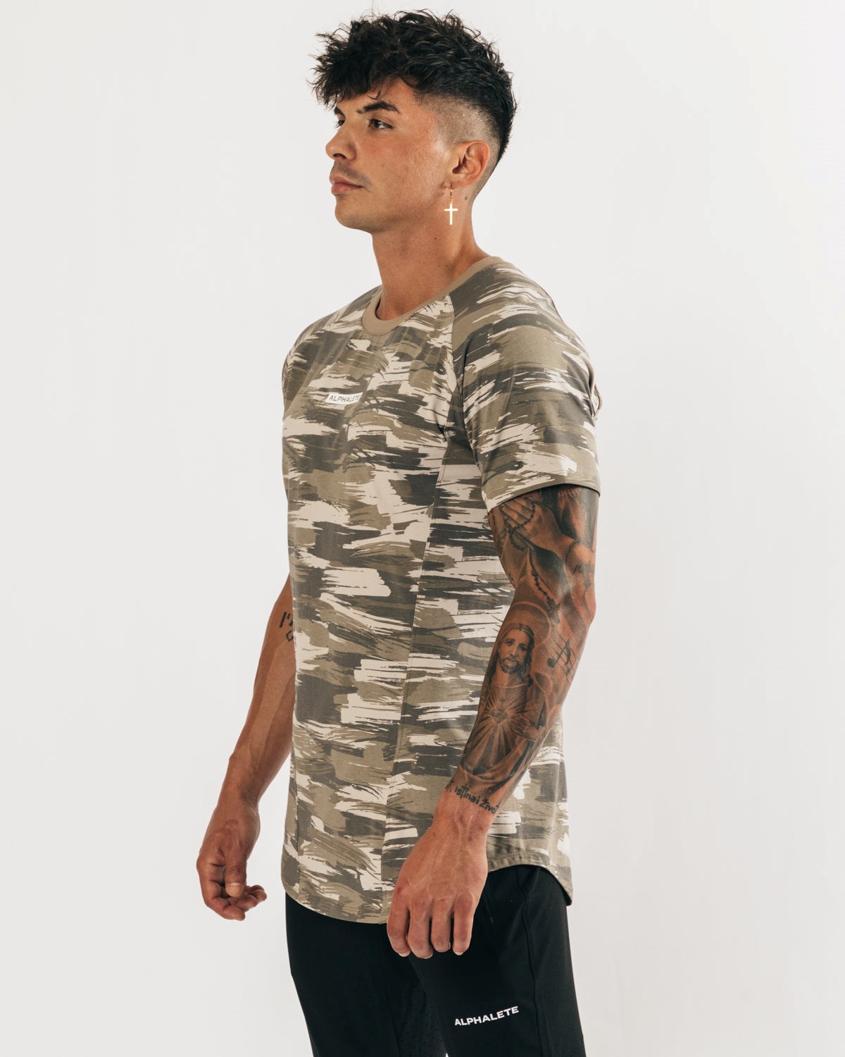 Tan Canvas Camo Alphalete High Performance Tee | KYTSLU297