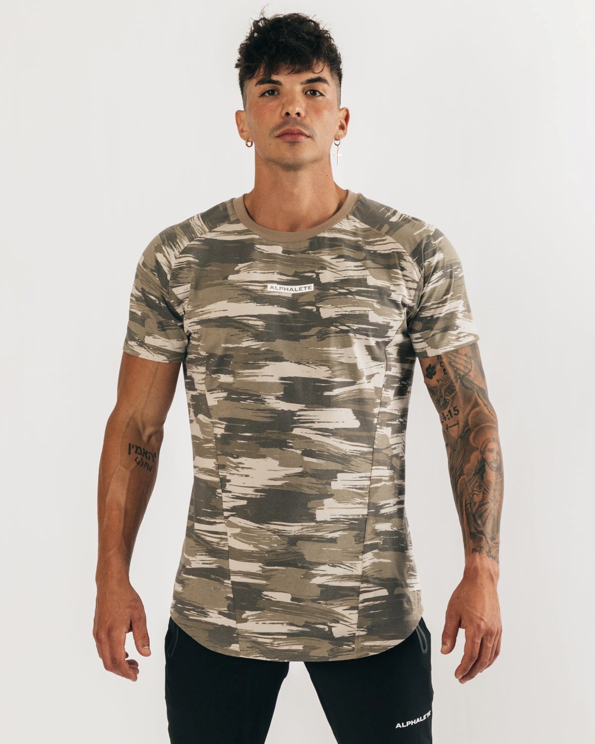 Tan Canvas Camo Alphalete High Performance Tee | KYTSLU297