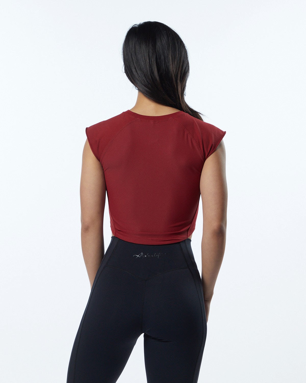 Tartan Red Alphalete High Performance Short Sleeve Crop Tee | IYSBLU780