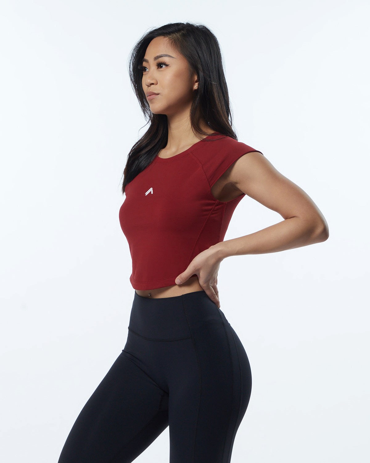 Tartan Red Alphalete High Performance Short Sleeve Crop Tee | IYSBLU780