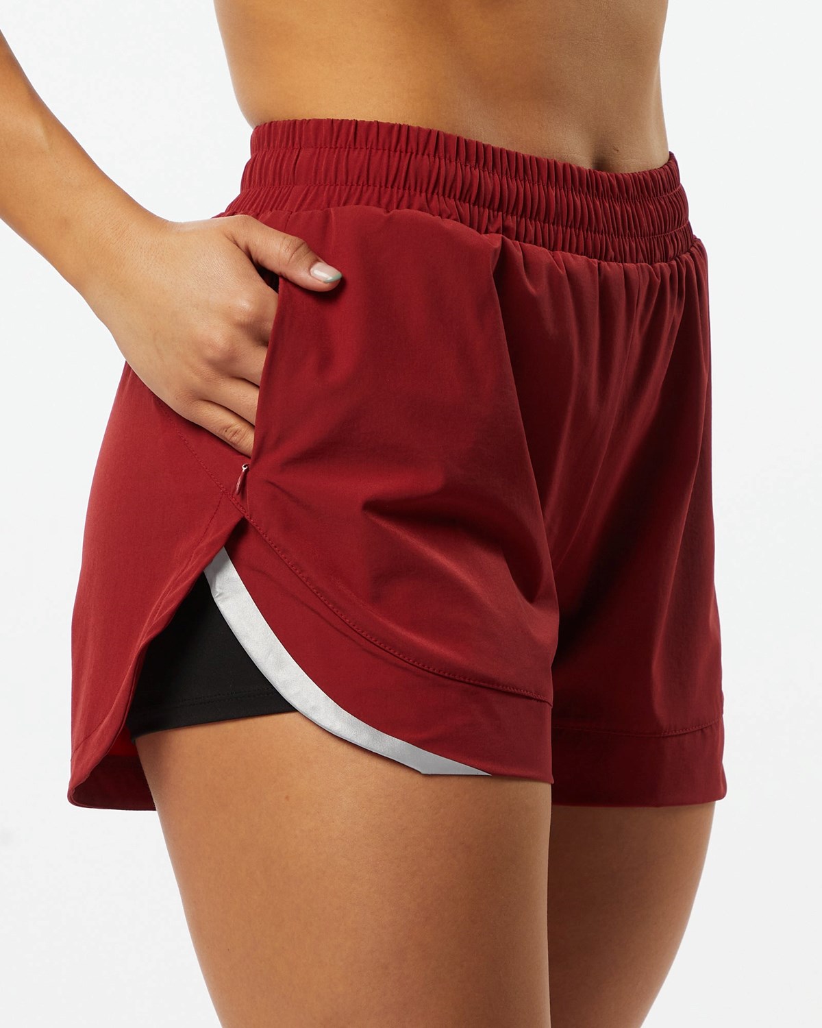 Tartan Red Alphalete Lined Woven 4-Way Stretch Short | HTNYIK895