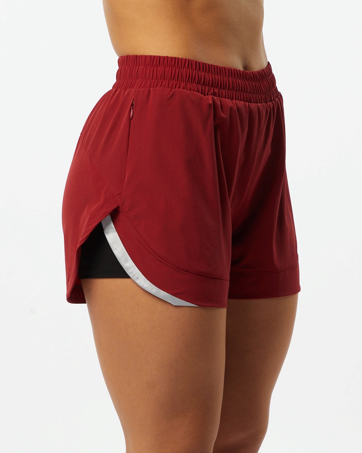 Tartan Red Alphalete Lined Woven 4-Way Stretch Short | HTNYIK895