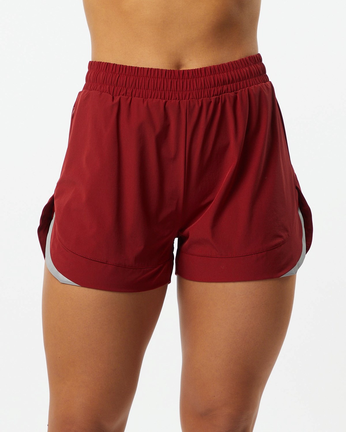 Tartan Red Alphalete Lined Woven 4-Way Stretch Short | HTNYIK895