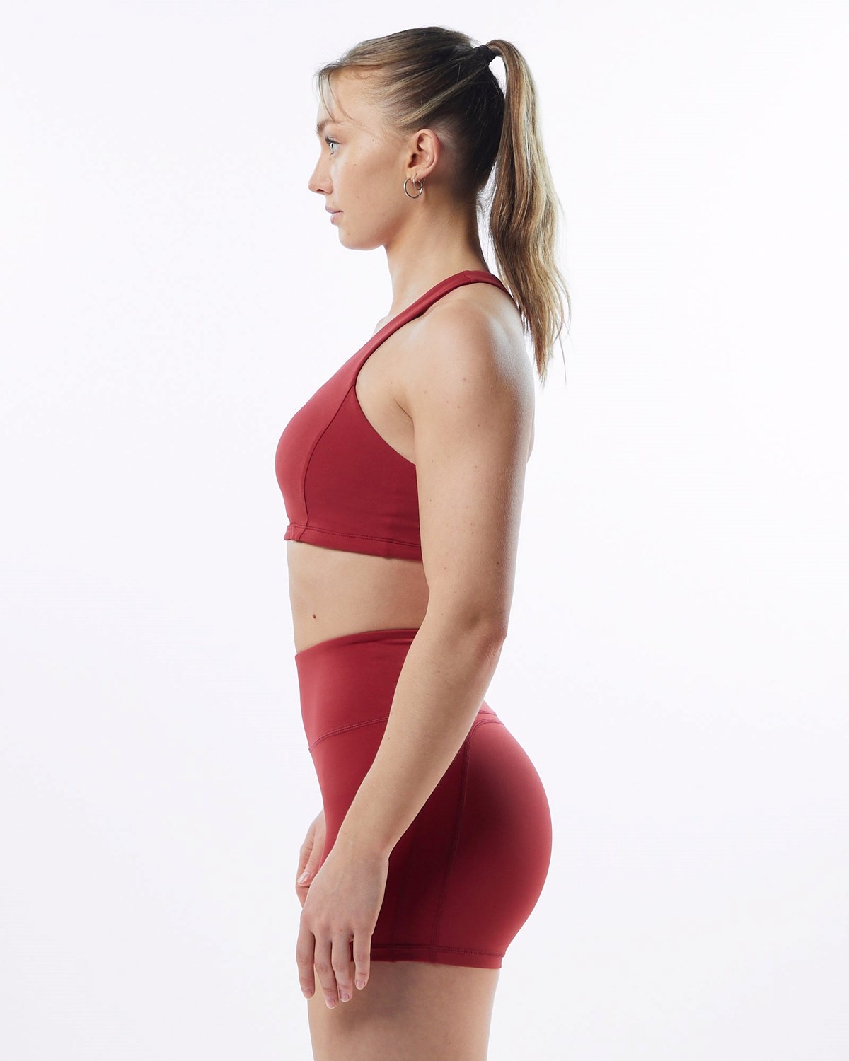 Tartan Red Alphalete Medium-Support One Piece Sports Bra | DAVRML691